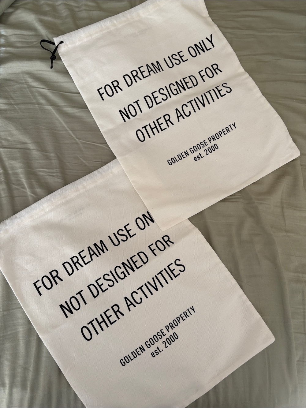 Golden Goose White Cotton Drawstring Dust Bags - 2 count